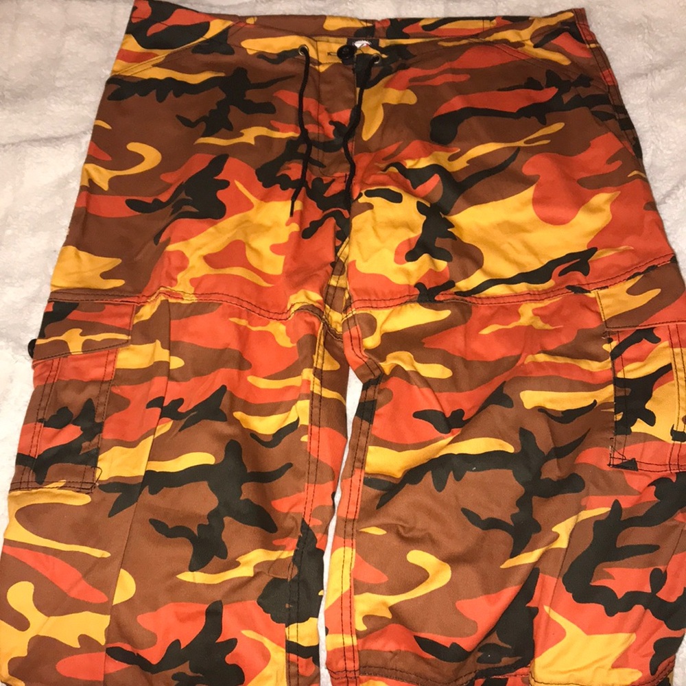 orange camo pants from zumiez